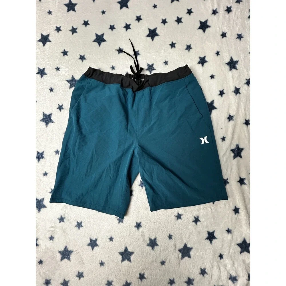 Hurley Mens L Blue Board Shorts Swim Surf Hybrid Stretch Performance